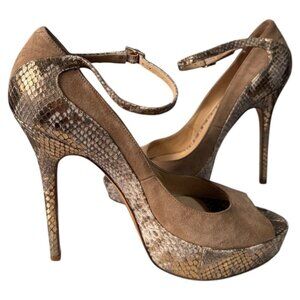 Authentic JIMMY CHOO Suede Snakeskin-Accented 5" high Pumps (SIZE‎ 39)